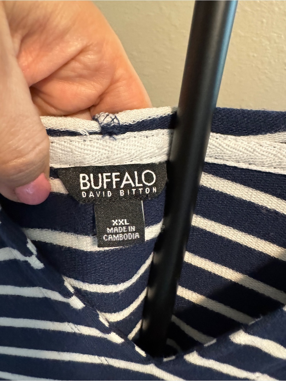 Women’s Buffalo David Bitton Navy and White Striped Hooded Top - Picture 3 of 5